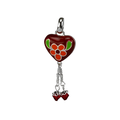 Red Heart Flower Pendant