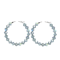 Beautiful Translucent Colored Faceted Beads Silver-Toned Wire Hoop Earrings