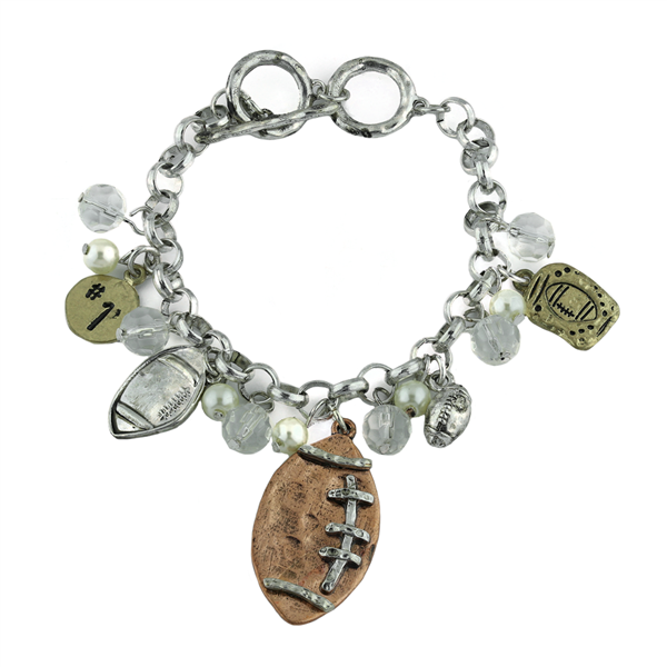 THE CRYSTAL BEADED CHARM BRACELET | FOOTBALL