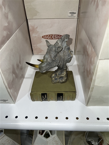 Rhino Head AGG Design Sculptured Trinket Book Box