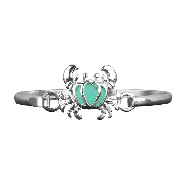 Turquoise & Silver Crab Charm Bangle Bracelet