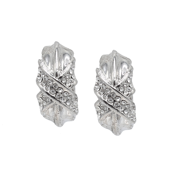 Unique & Decorative Crystal X Silver Clip-On Earrings