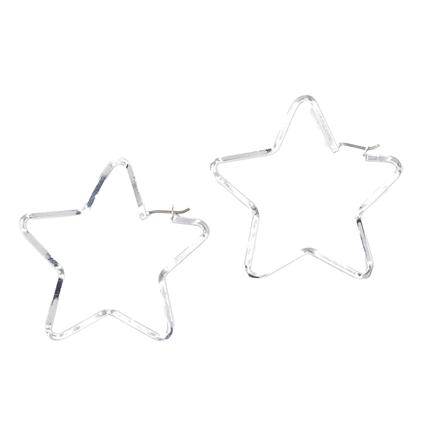 Fashion Star Outlined Silver-Toned Hoop Earrings