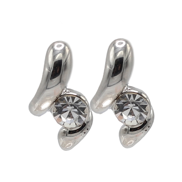 Fashion Statement Sparkling Diamond Crystal Silver-Toned Post Earrings