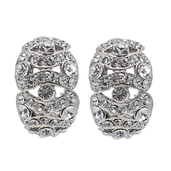 Gorgeous Sparkling Crystal Silver Clip-On Earrings