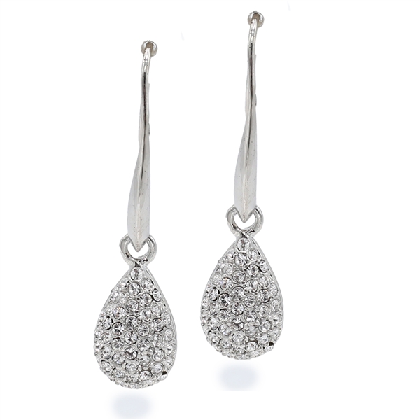 Fashion Sparkling Diamond Crystal Silver Toned Fish Hook Earrings