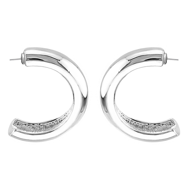 Chic Smooth Shiny Silver Cuff Half Hoop Earrings