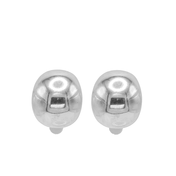 Small Chic Smooth Bulge Silver Clip-On Earrings