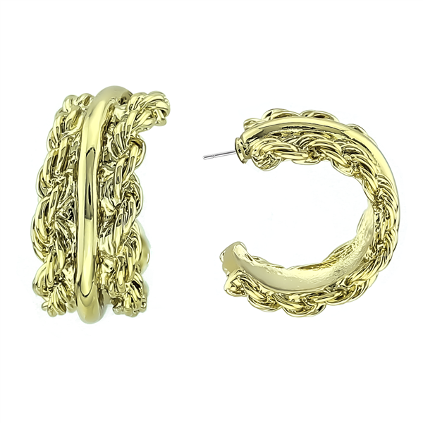 Elegant & Formal Gold-Toned Twisted Braided Cuff Earrings