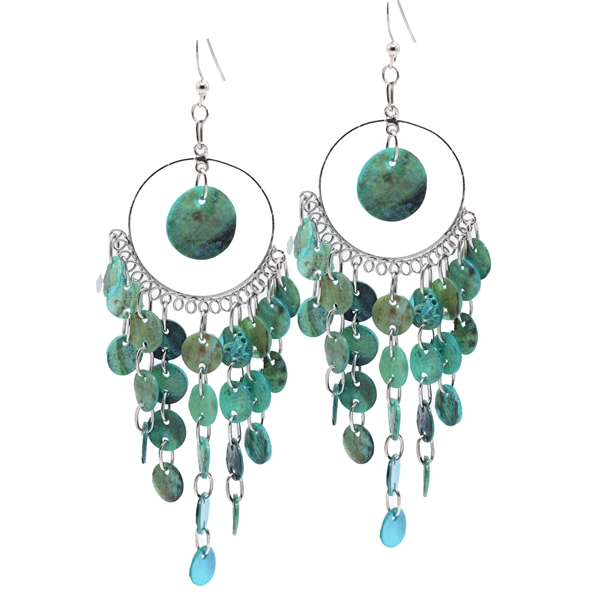 Stylish Thin Acrylic Charms Silver-Toned Tassel-Like Fish Hooks Dangle Earrings