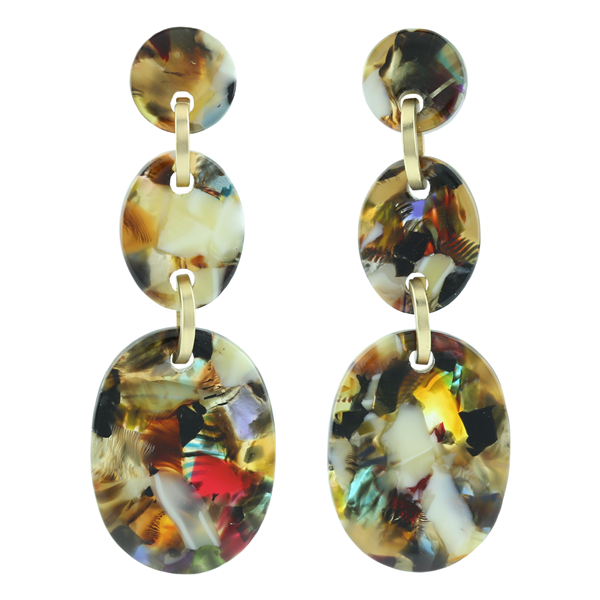 Stylish & Colorful Rounded Acrylic Earrings with Gold Accents