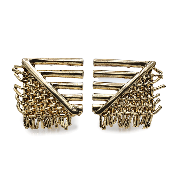 Stylish Two Textured Designed Gold-Toned Clip-On Earrings