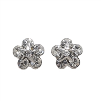 Summer Vibes Sparkling Diamond Crystal Flower Silver-Tone Stud Earrings