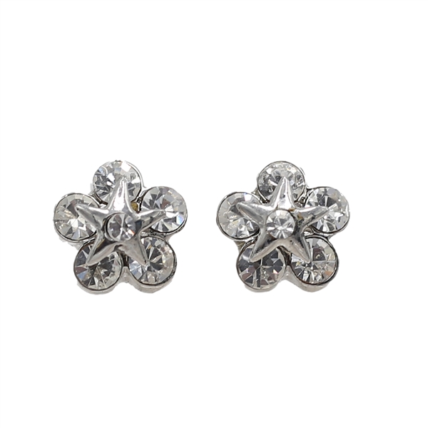 Summer Vibes Sparkling Diamond Crystal Flower Silver-Tone Stud Earrings