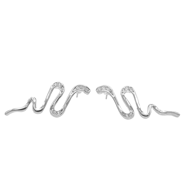 Simple & Stylish Sparkling Diamond Crystal Slithering Snake Post Earrings