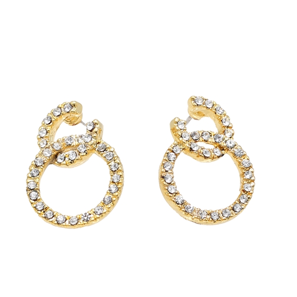 Unique Sparkling Diamond Crystal Round Silver-Toned Post Earrings