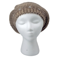 Tan Knitted Pom Beret