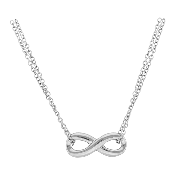 Stylish Fashionable Infinity Silver Double Chain Necklace