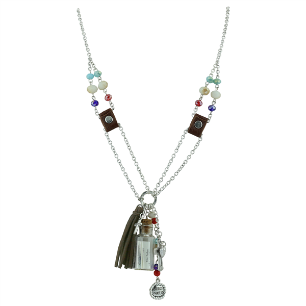 Colorful Fad Crystal Beads Messenger Charms Necklace