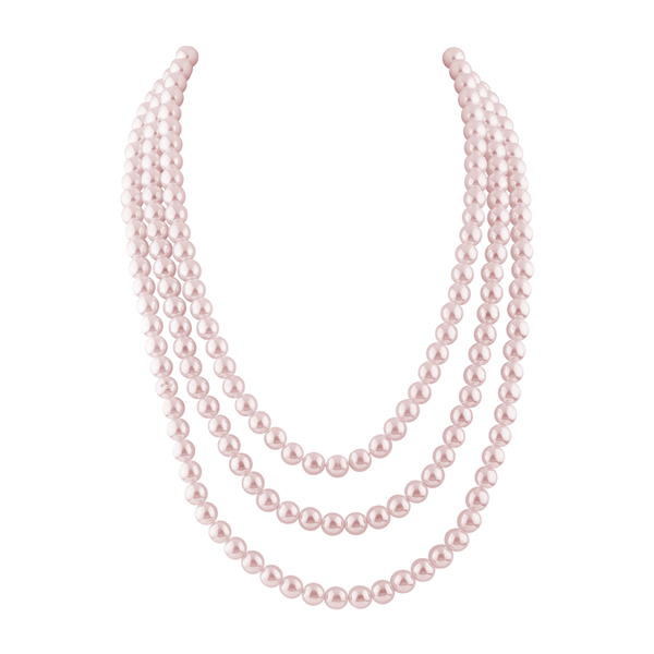 Stylish Tri-Layered Light Pink Pearl Necklace Set