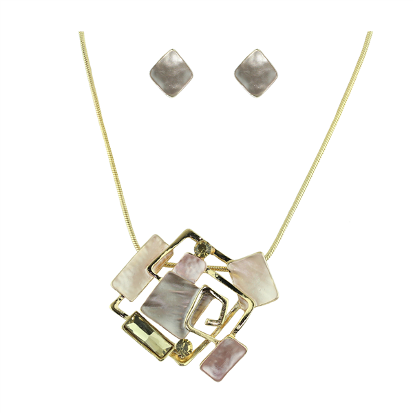 Stylish & Unique Light Topaz Crystal Stone Gold Necklace Set