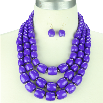 Crystal Stone Necklace Set | Purple