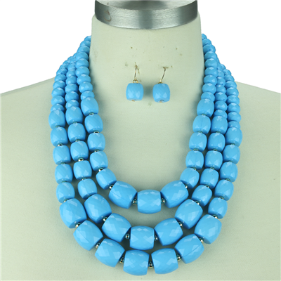 Crystal Stone Necklace Set | Baby Blue