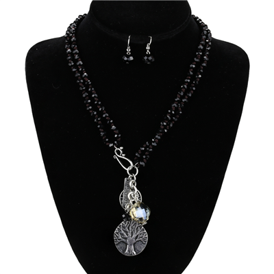 Black Strength Charm Necklace Set