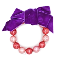 Fashion Forward 16mm Two-Tone Colored Bead Bracelet with Purple Velvet Ribbon
