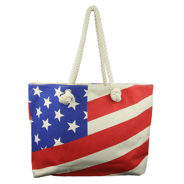 Red, White & Blue American Flag Beach Bag