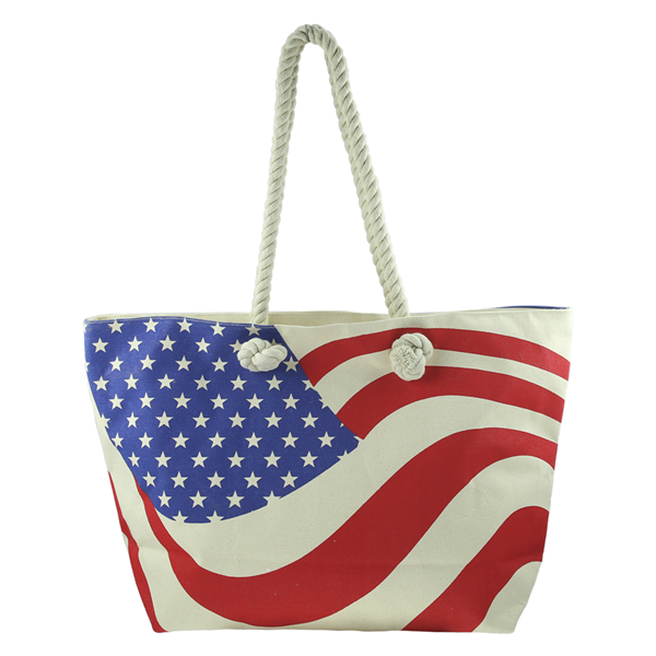 Red, White & Blue American Flag Beach Bag