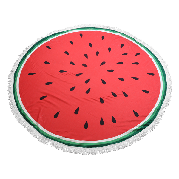 Jumbo Chic Watermelon Themed Round Fringed Microfiber Beach Towel