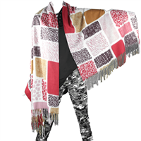 Multi-Colored Animal Printed Red Cashmere Soft Oblong Shawl Scarf