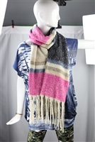 Cozy, Thick Striped Designed Fringed Edge 100% Acrylic Fashion Scarf