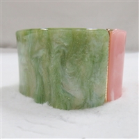 Fashion AKA-Inspired Pink & Green Acrylic Glitter Gold-Tone Slip-On Bangle