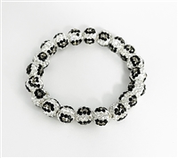 Fashion Sparkling Diamond, Jet & Hematite Crystal Leopard Slip-On Bracelet