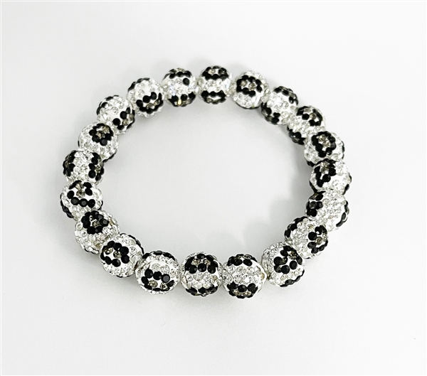 Fashion Sparkling Diamond, Jet & Hematite Crystal Leopard Slip-On Bracelet