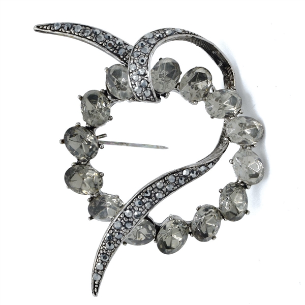 Sparkling Colored Crystals Ruthenium Toned Fashion Brooch