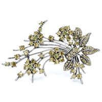 Sparkling Colored Crystals Silver Toned Decorative Fashion Brooch