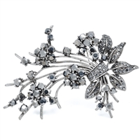 Sparkling Colored Crystals Silver Toned Decorative Fashion Brooch