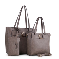 Stylish Hipster Buckle Faux Leather Stone Satchel Tote Set