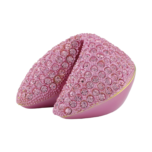 Rose Crystals on Pink Colored Fortune Cookie Trinket Box