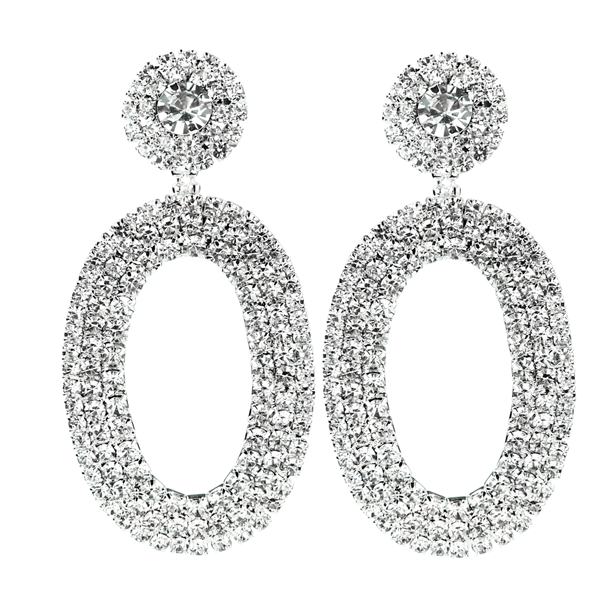 Crystal Oval Stud Dangle Earrings