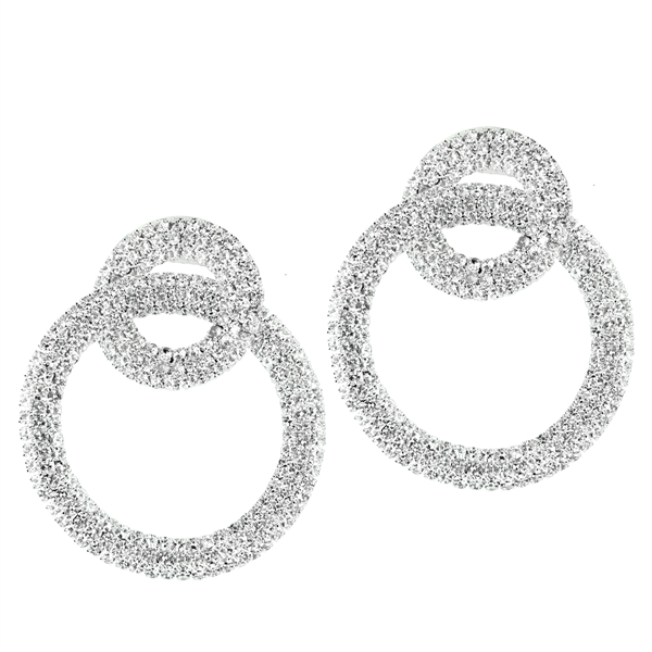 Crystal Double Round Stud Dangle Earrings