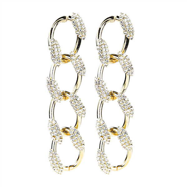 Crystal Link Chain Stud Dangle Earrings