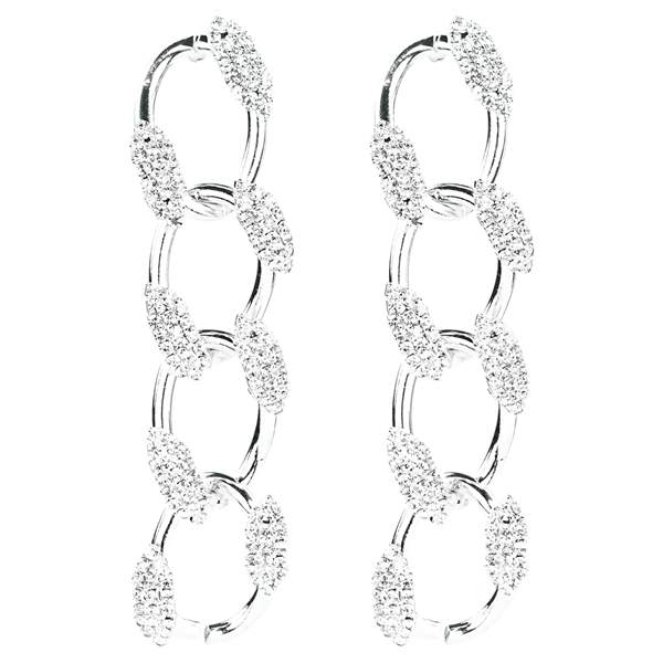 Crystal Link Chain Stud Dangle Earrings