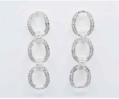 Fashion Sparkling Diamond Cubic Zirconia Crystal Silver Toned Stud Dangle Earrings