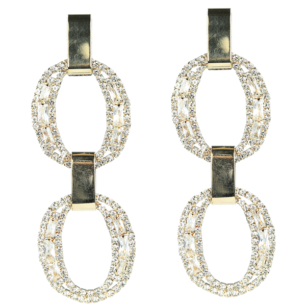 Crystal Double Link Stud Dangle Earrings