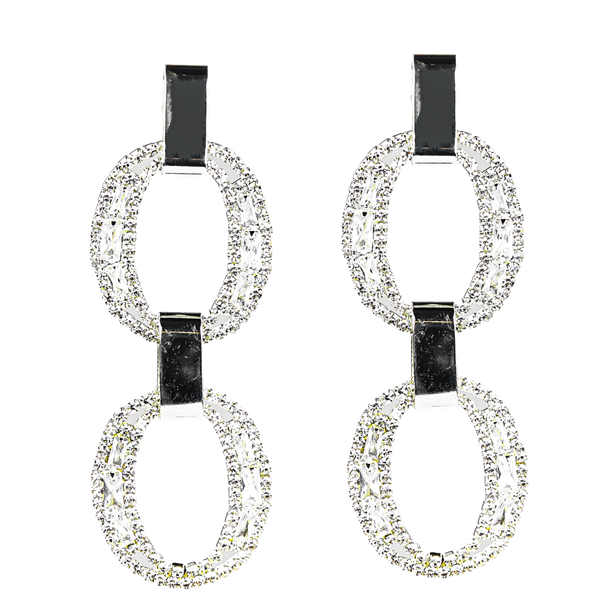 Crystal Double Link Stud Dangle Earrings