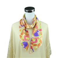 Colorful Floral Pattern Print Silk Stole